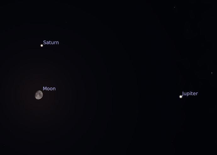 Moon with Saturn and Jupiter